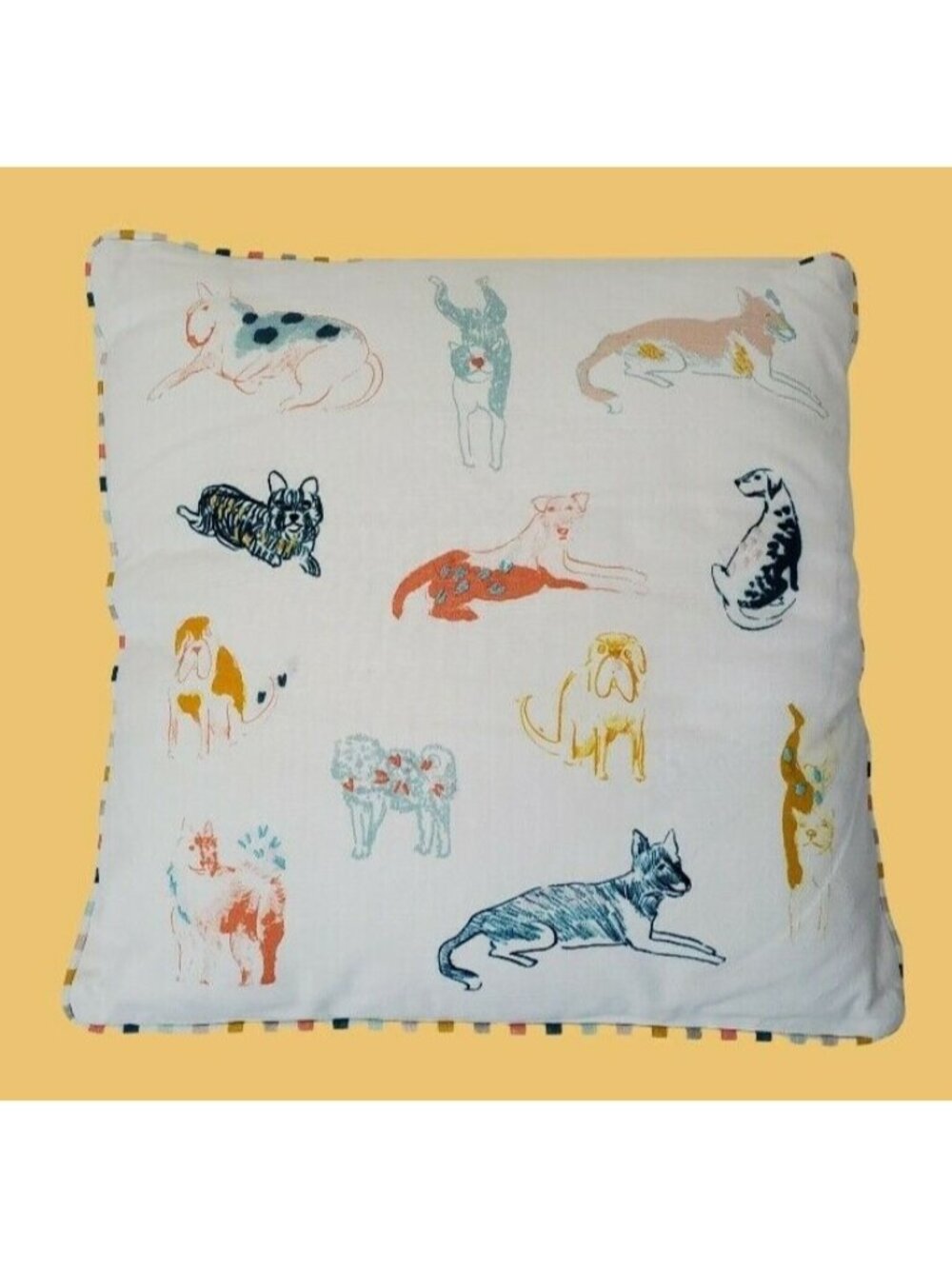 Dog Cushion Pillow Pooch Lounging Hounds Striped Stripes ANTHROPOLOGIE NEW